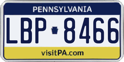 PA license plate LBP8466