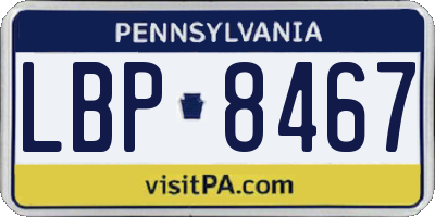 PA license plate LBP8467