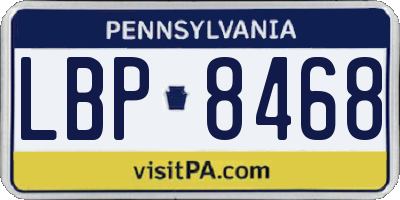 PA license plate LBP8468