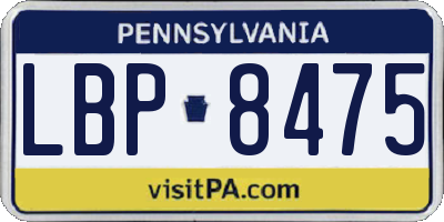 PA license plate LBP8475