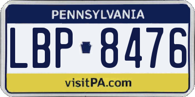 PA license plate LBP8476