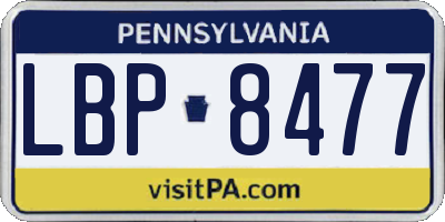 PA license plate LBP8477