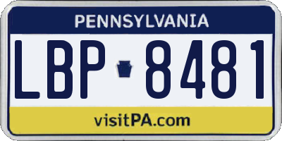 PA license plate LBP8481
