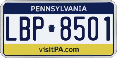 PA license plate LBP8501