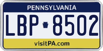 PA license plate LBP8502