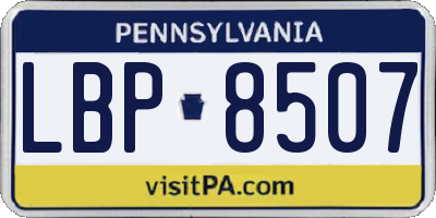 PA license plate LBP8507