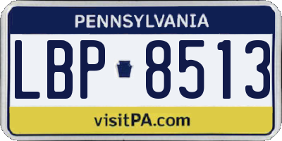 PA license plate LBP8513