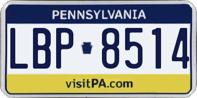 PA license plate LBP8514