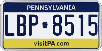 PA license plate LBP8515