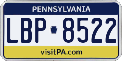 PA license plate LBP8522