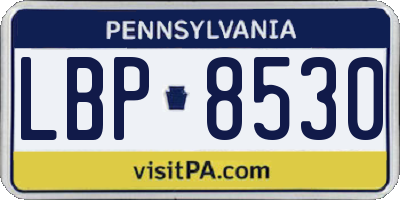 PA license plate LBP8530