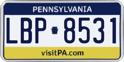 PA license plate LBP8531