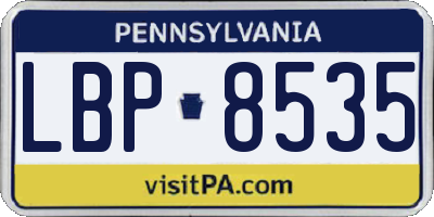 PA license plate LBP8535
