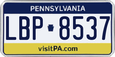 PA license plate LBP8537