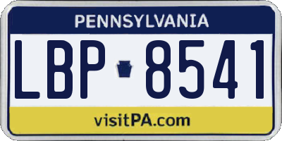 PA license plate LBP8541