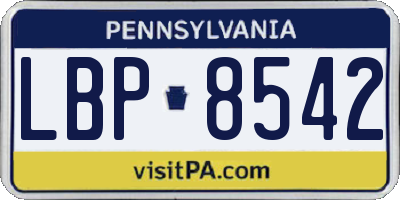PA license plate LBP8542