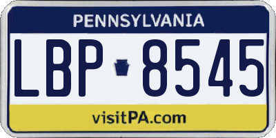 PA license plate LBP8545