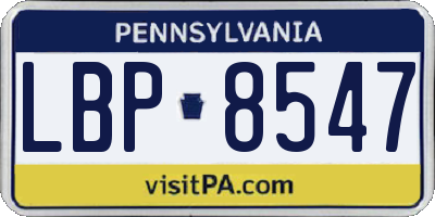 PA license plate LBP8547