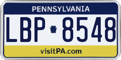 PA license plate LBP8548