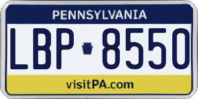 PA license plate LBP8550