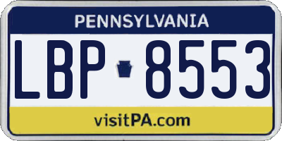 PA license plate LBP8553