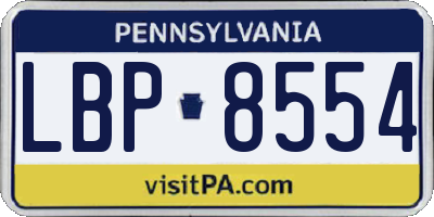 PA license plate LBP8554