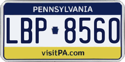 PA license plate LBP8560