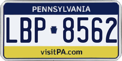 PA license plate LBP8562