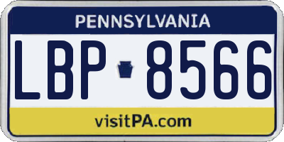 PA license plate LBP8566