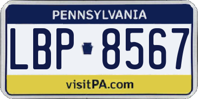 PA license plate LBP8567
