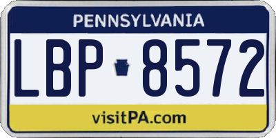 PA license plate LBP8572