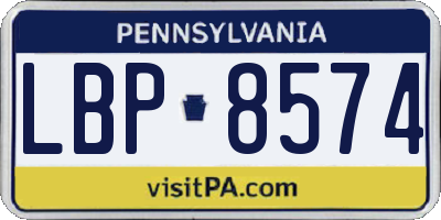PA license plate LBP8574