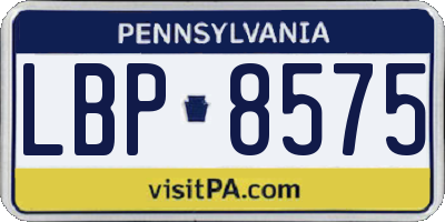 PA license plate LBP8575