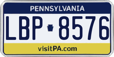 PA license plate LBP8576