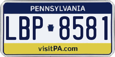PA license plate LBP8581