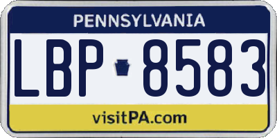 PA license plate LBP8583