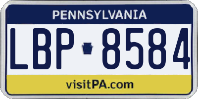 PA license plate LBP8584