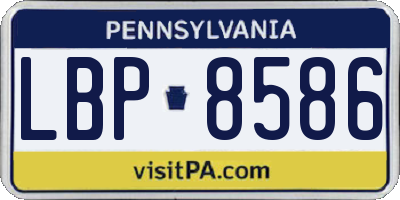 PA license plate LBP8586