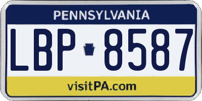 PA license plate LBP8587