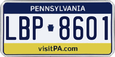 PA license plate LBP8601