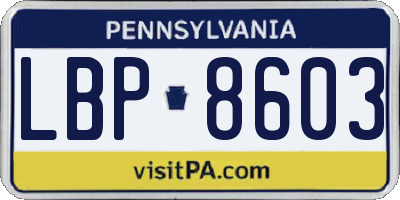 PA license plate LBP8603
