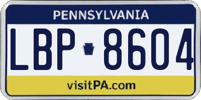PA license plate LBP8604