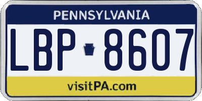 PA license plate LBP8607