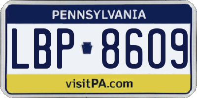 PA license plate LBP8609