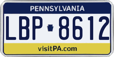 PA license plate LBP8612