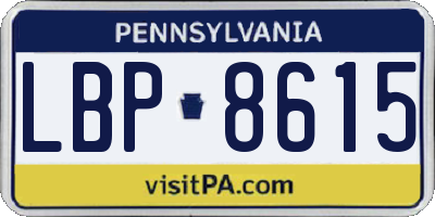PA license plate LBP8615