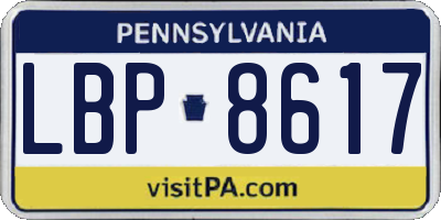 PA license plate LBP8617