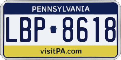 PA license plate LBP8618