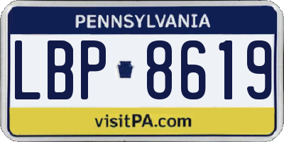 PA license plate LBP8619