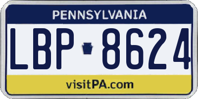PA license plate LBP8624